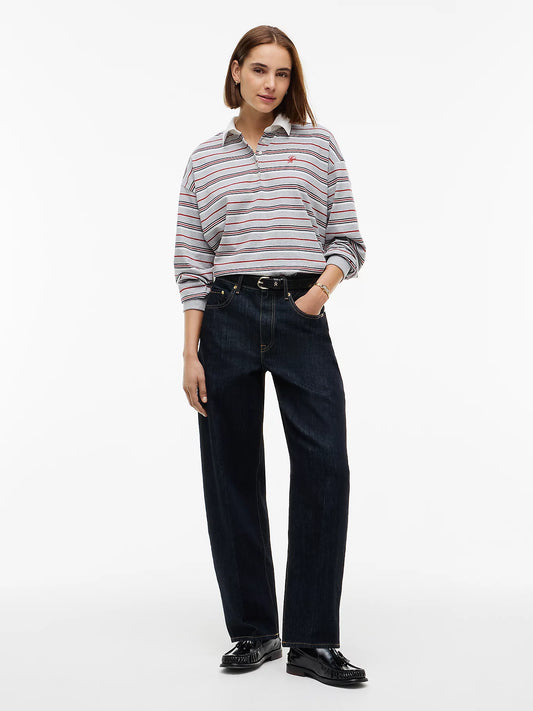 Tommy Hilfiger Felpa Donna stile polo relaxed fit a righe rugby WW0WW516280CS