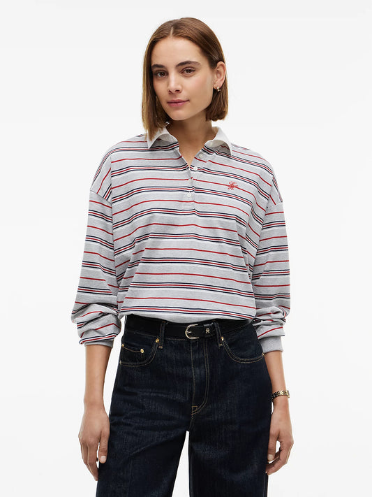 Tommy Hilfiger Felpa Donna stile polo relaxed fit a righe rugby WW0WW516280CS