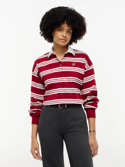 Tommy Hilfiger Felpa Donna stile polo relaxed fit a righe rugby WW0WW516280EX