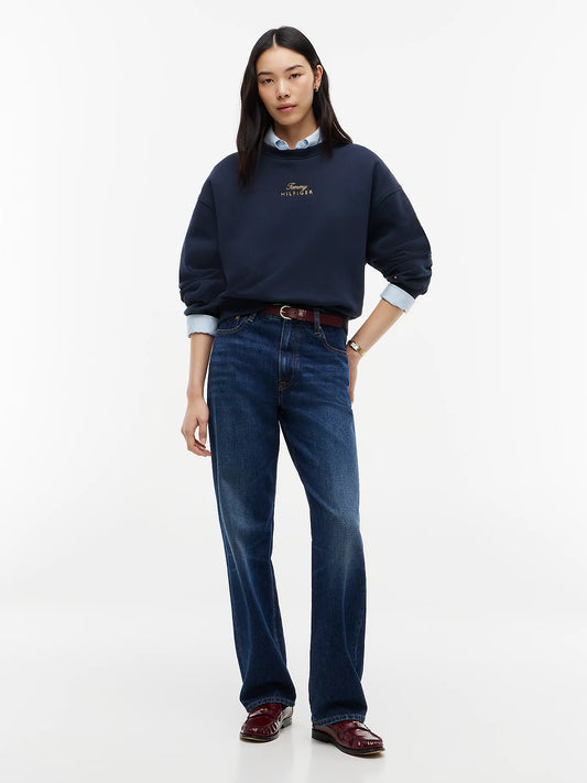 Tommy Hilfiger Maglia donna Pullover relaxed fit con logo ricamato WW0WW51724DW6 - immagine 2