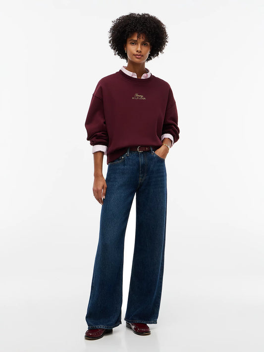 Tommy Hilfiger Maglia donna Pullover relaxed fit con logo ricamato WW0WW51724XIH - immagine 2