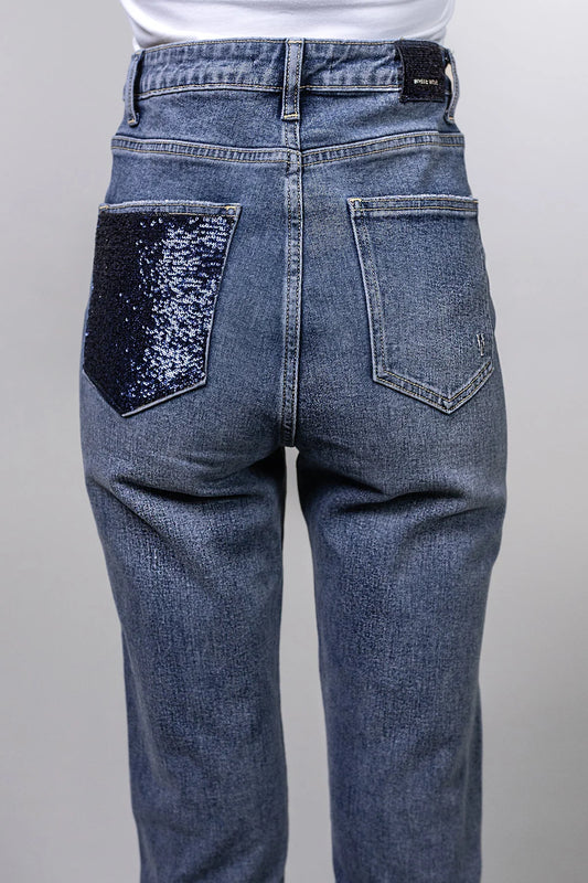 Weiße Wise Damenjeans, Modell Zoe, Mom-Schnitt mit Rissen und Perlen