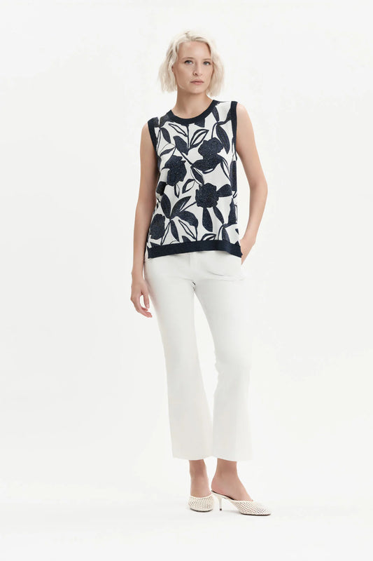 Pantaloni donna White Wise bianchi a zampa in rasatello elasticizzato