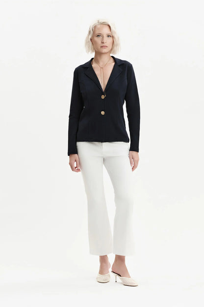 Women's White Wise white flared trousers in stretch sateen