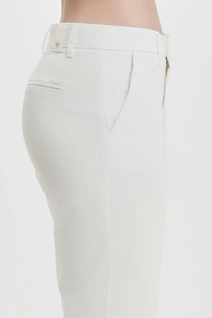 Women's White Wise white flared trousers in stretch sateen