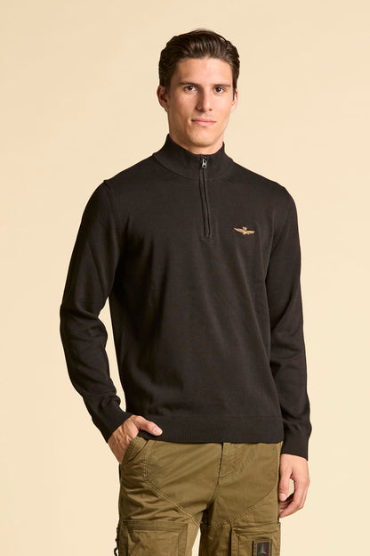 Aeronautica Militare Men's Half-Zip Cotton Sweater