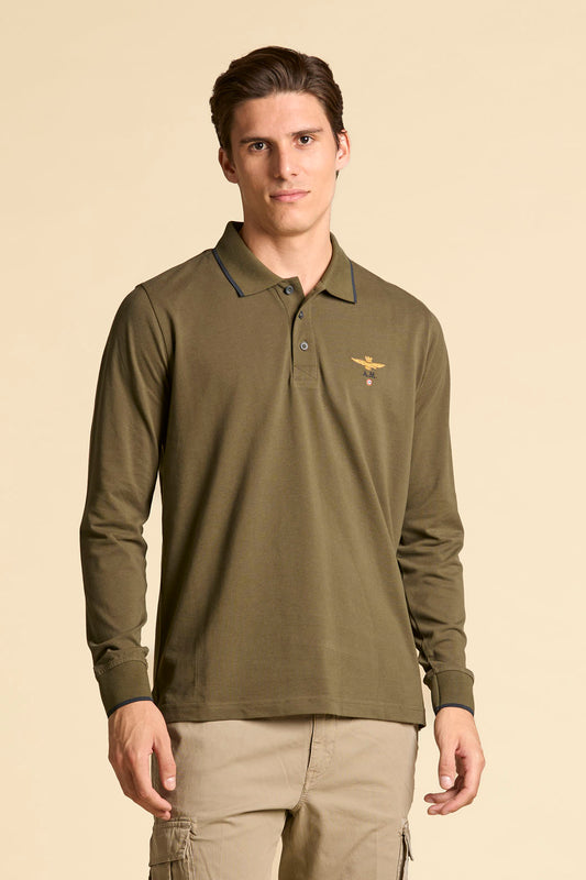 Aeronautica Militare Langarm-Poloshirt