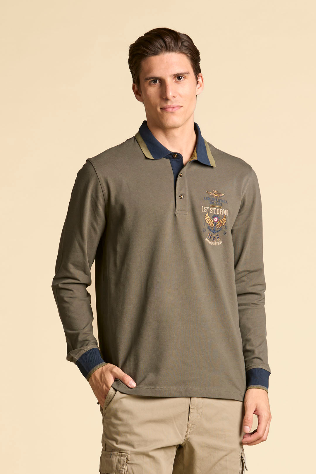 Aeronautica Militare Langarm-Poloshirt