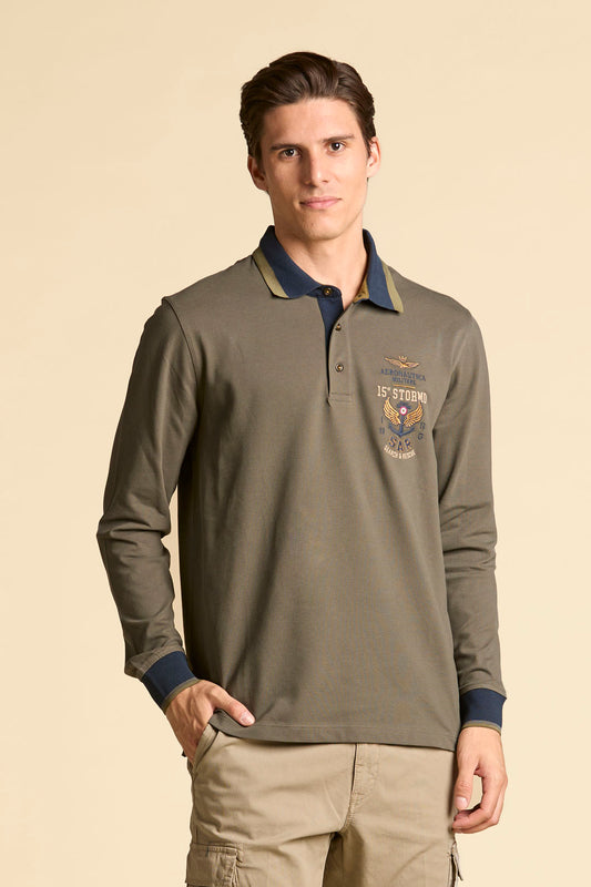 Aeronautica Militare Langarm-Poloshirt