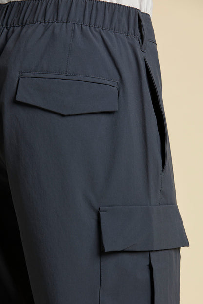 Men's Cargo Trousers Aeronautica Militare navy blue stretch technical fabric
