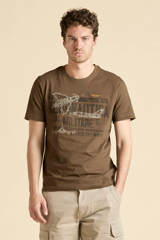 T-shirt uomo Aeronautica Militare marrone stampa 4° Stormo