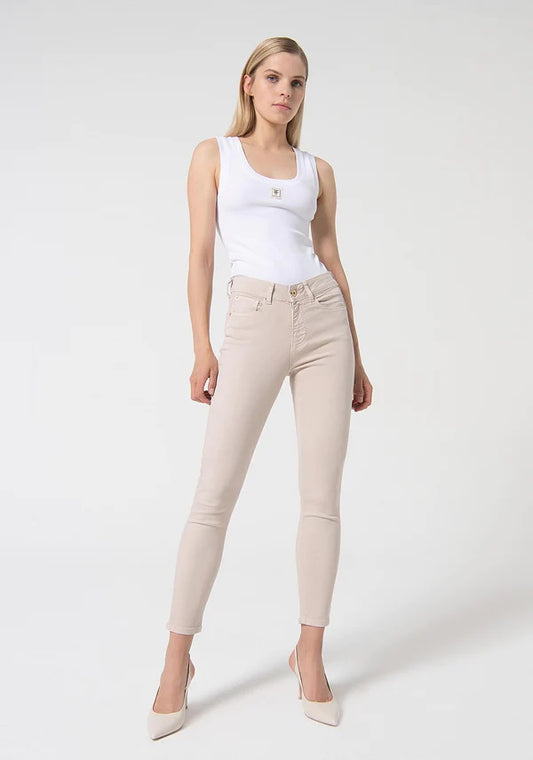 Fracomina Pantalone donna Jeans slim con effetto push up in denim colorato