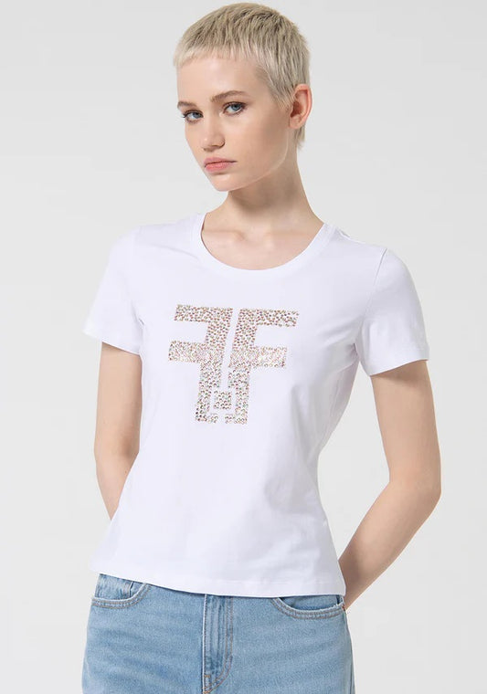 Fracomina logo slim t-shirt donna white