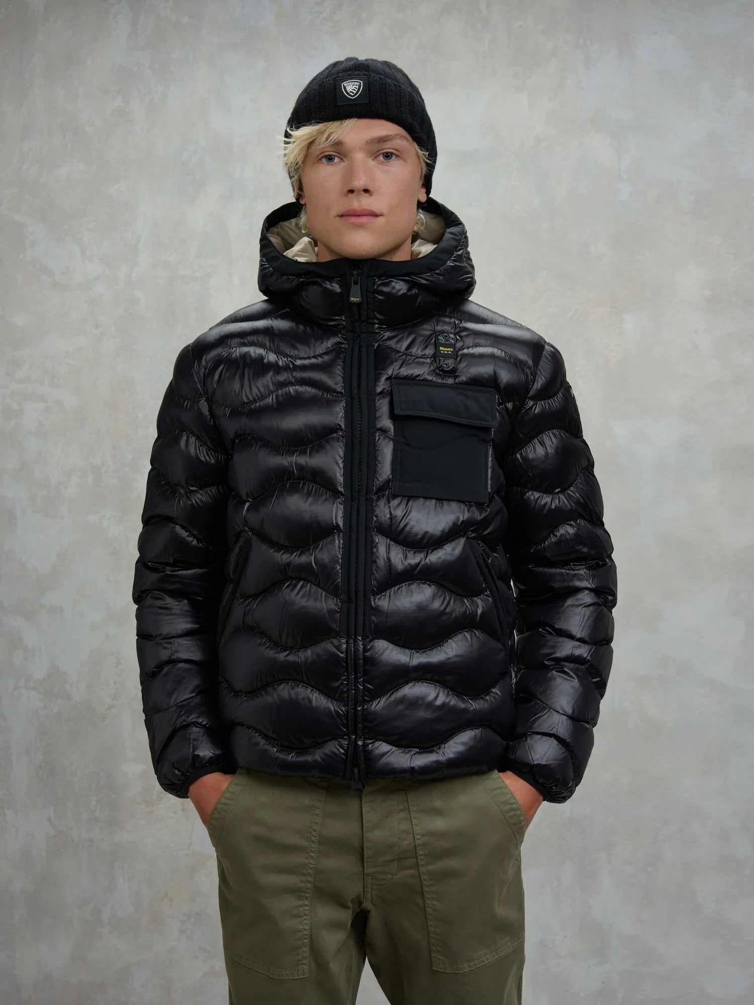 Blauer giubbino uomo Bryant in nylon nero con taschino sul petto