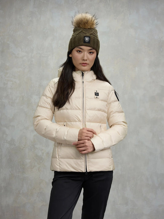 Piumino donna Blauer Charme sfiancato in nylon lucido con cappuccio fisso