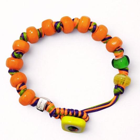 Braccialetto unisex Aua Solar in vetro lavorato a lume, poliestere e argento 925 fronte