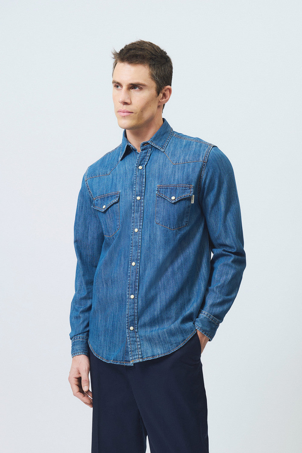 roy rogers camicia uomo denim blu martin regular fit