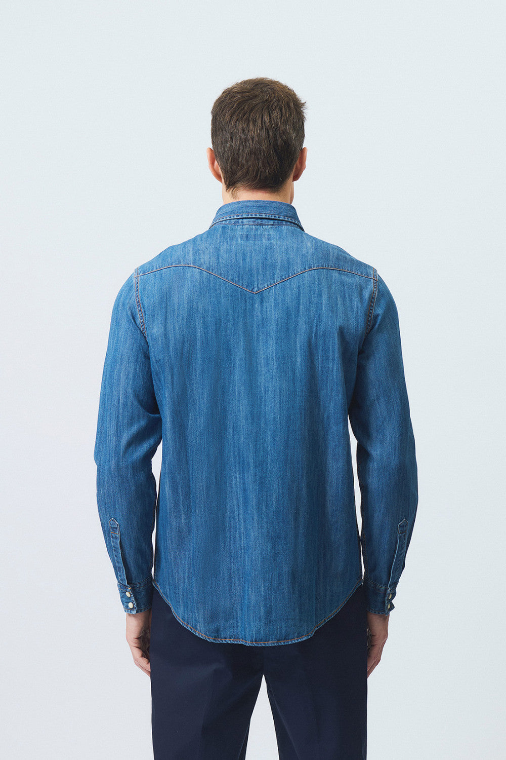 roy rogers camicia uomo denim blu vista posteriore