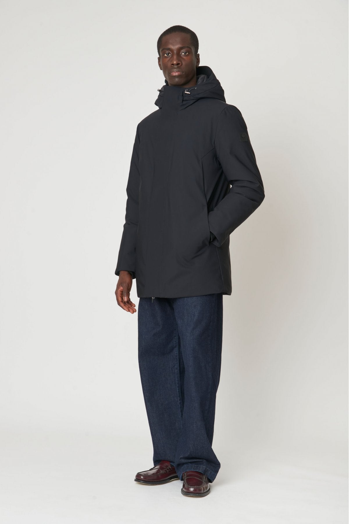 Giacca uomo Canadian Nelson black con cappuccio regolabile e imbottitura in poliestere