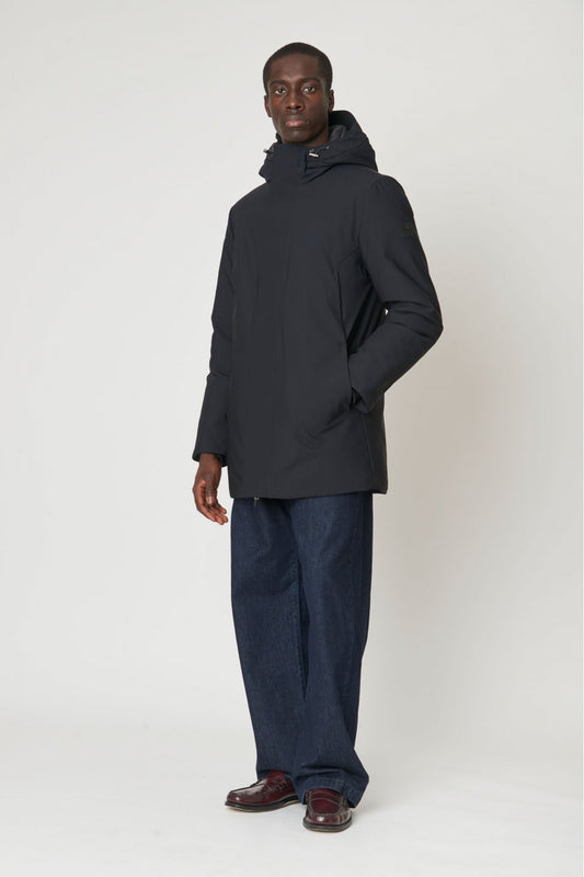 Giacca uomo Canadian Nelson black con cappuccio regolabile e imbottitura in poliestere