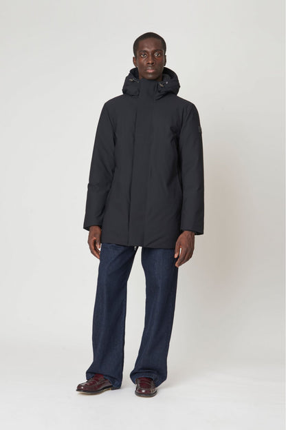 Giacca uomo Canadian Nelson black con cappuccio regolabile e imbottitura in poliestere fronte