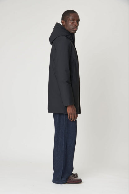 Giacca uomo Canadian Nelson black con cappuccio regolabile e imbottitura in poliestere vista laterale