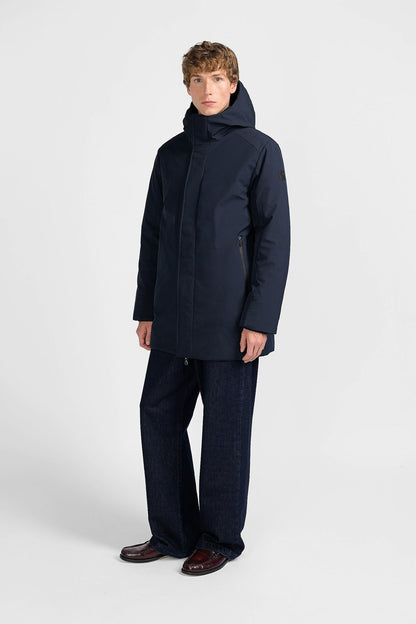 Giacca uomo Canadian St. John navy con cappuccio e zip doppio cursore fronte