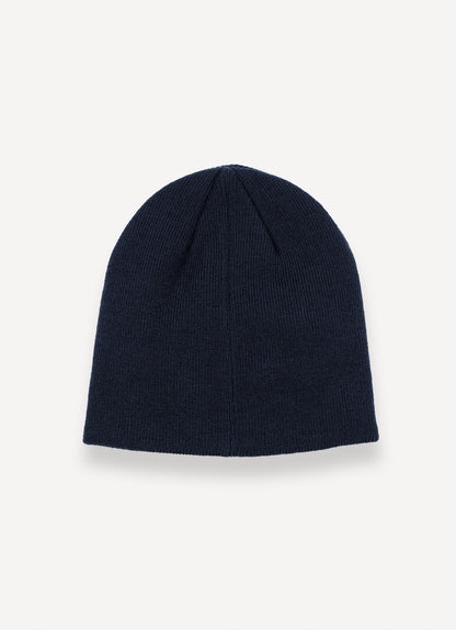 Cappello beanie unisex Colmar blu a costine con interno a contrasto e logo laterale dietro