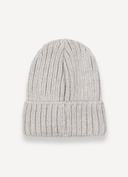 Cappello unisex Colmar grigio in lana a coste con risvolto e logo frontale dietro