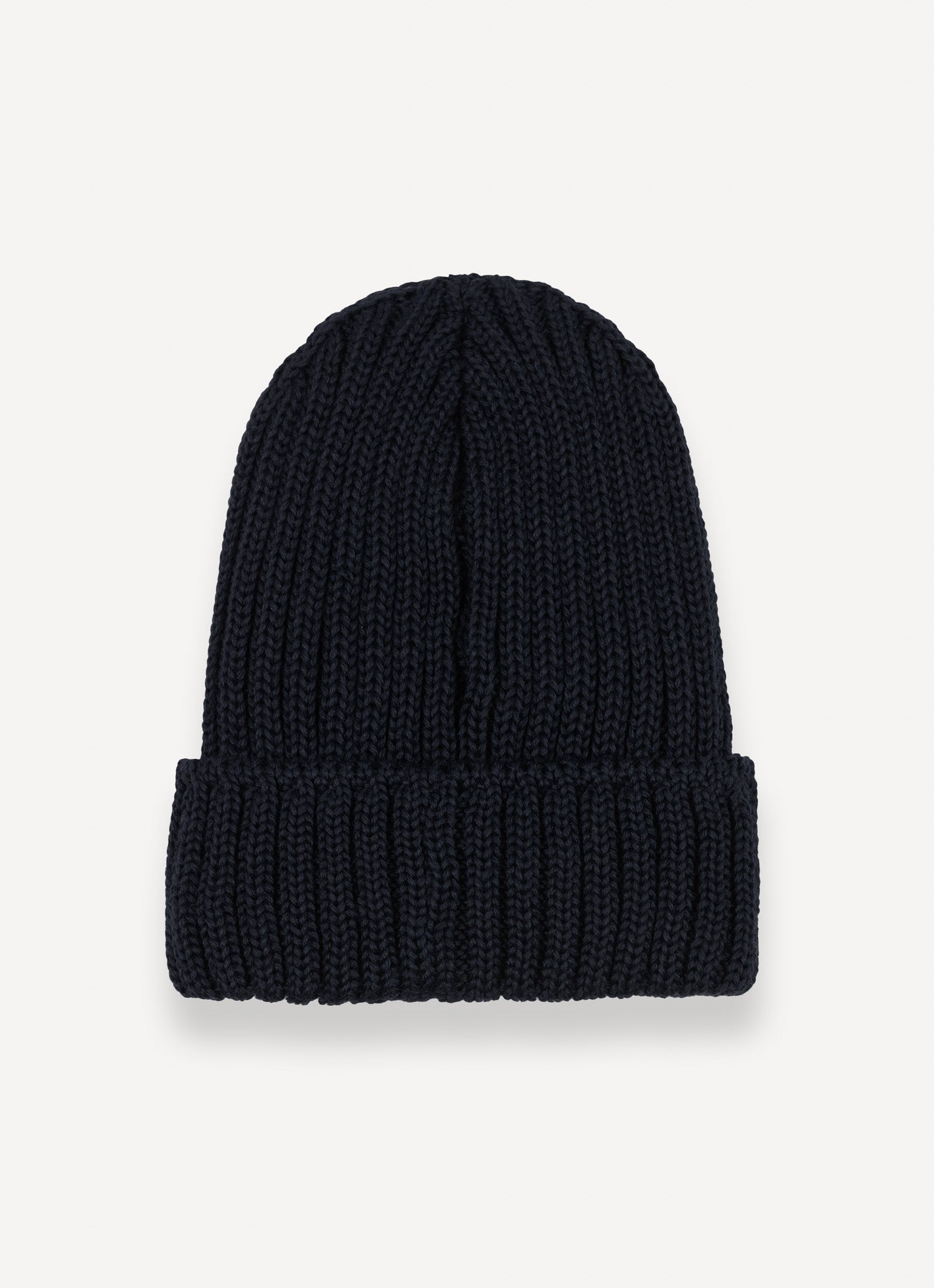 Cappello unisex Colmar navy blue in lana a coste con risvolto e logo frontale retro