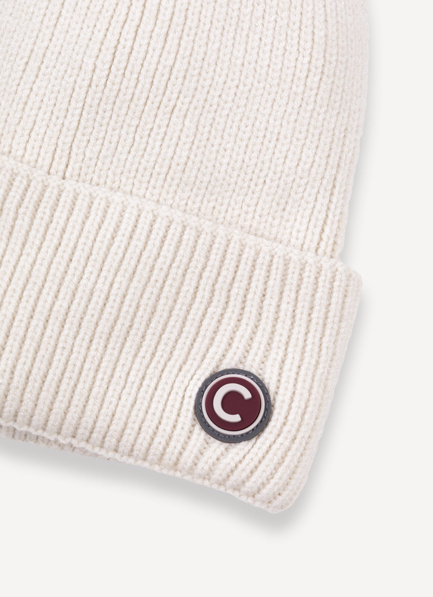 Cappello unisex Colmar bianco effetto ciniglia con risvolto e logo laterale logo