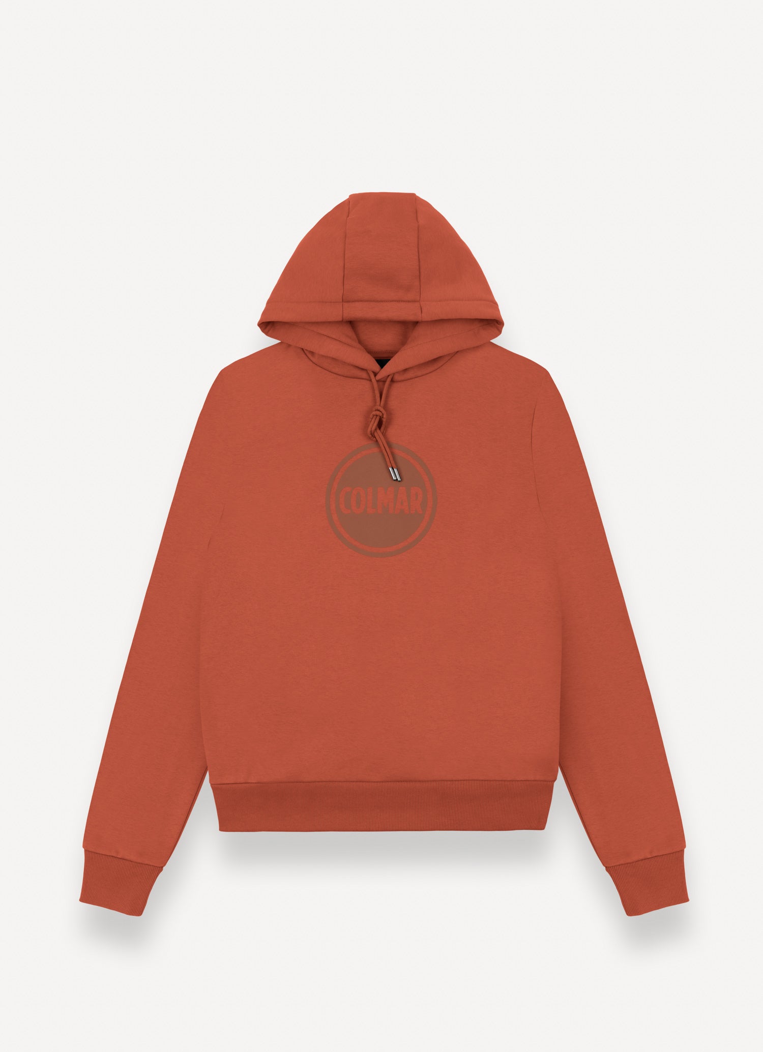 Felpa uomo Colmar Originals in cotone felpato rosso goji con cappuccio e logo frontale davanti