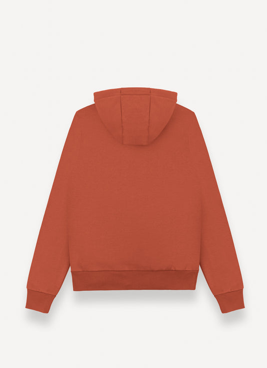 Felpa uomo Colmar Originals in cotone felpato rosso goji con cappuccio e logo frontale dietro