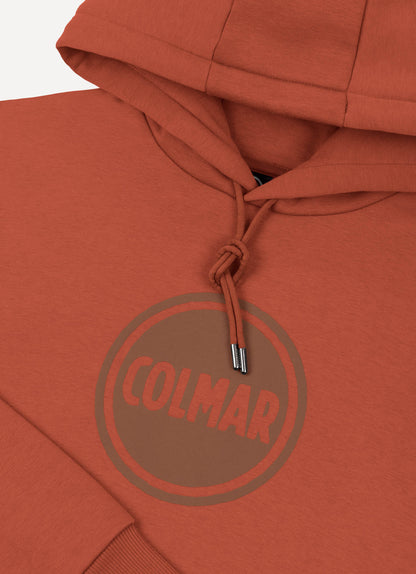 Felpa uomo Colmar Originals in cotone felpato rosso goji con cappuccio e logo frontale dettaglio logo
