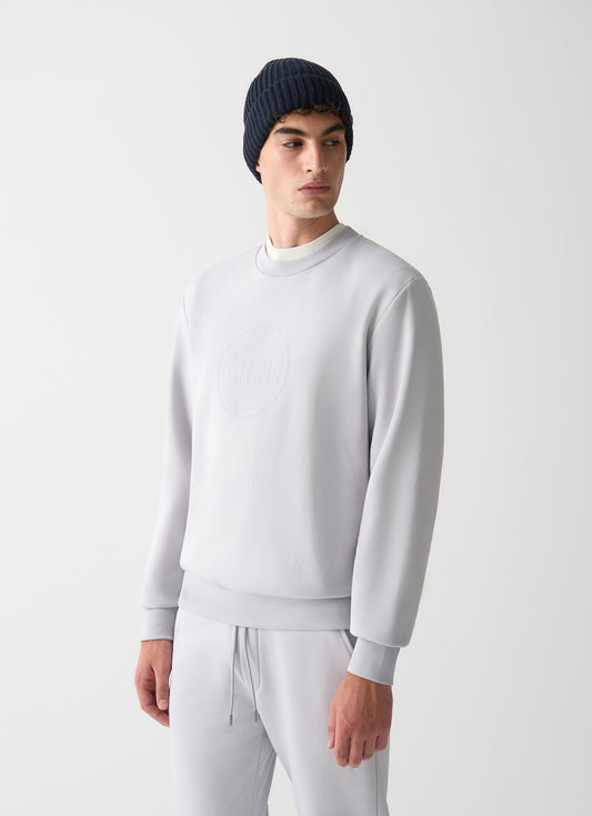 Felpa uomo Colmar Originals girocollo bianca in cotone felpato con logo frontale vista laterale