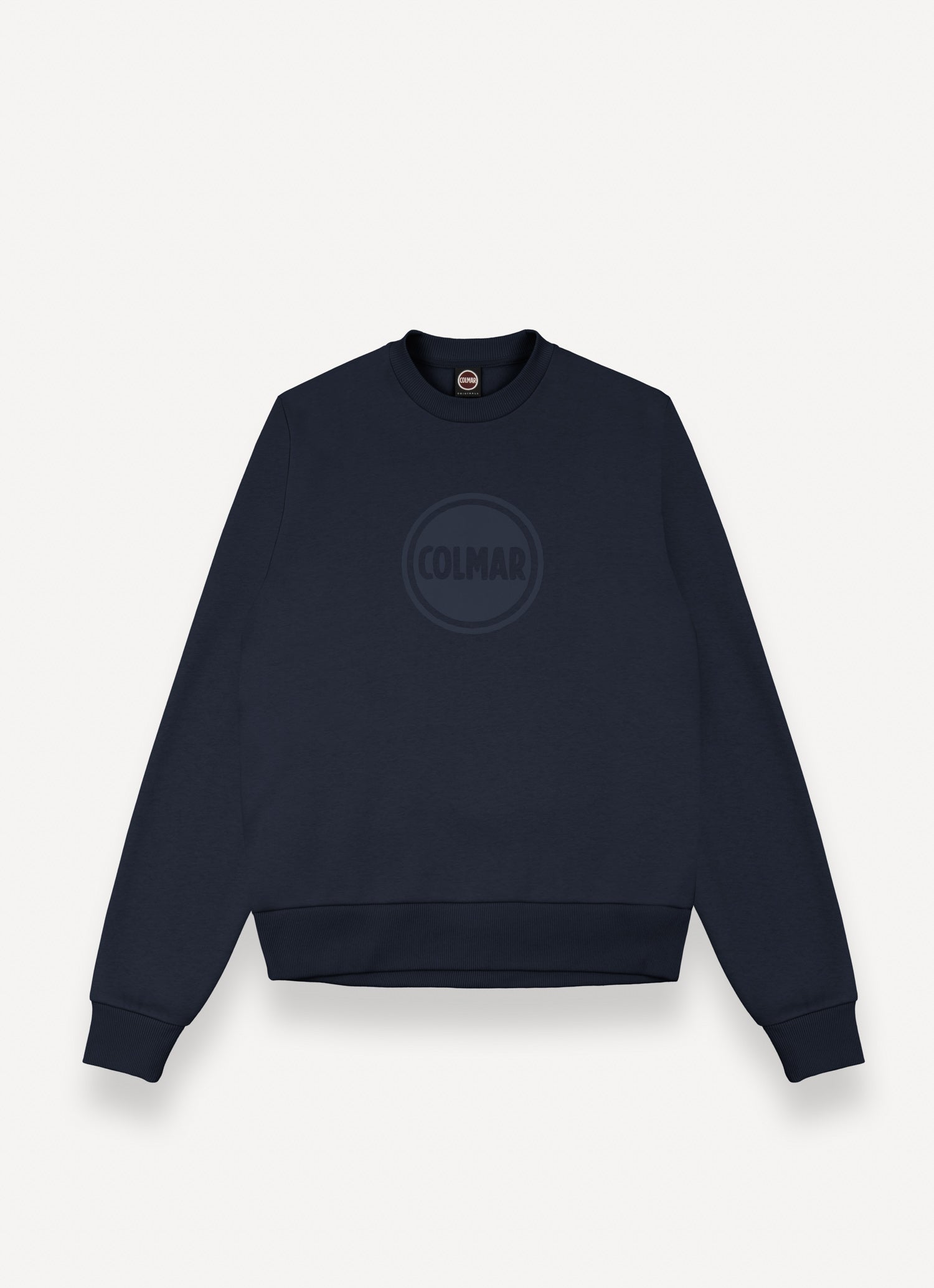 Felpa uomo Colmar Originals girocollo blu in cotone felpato con logo frontale