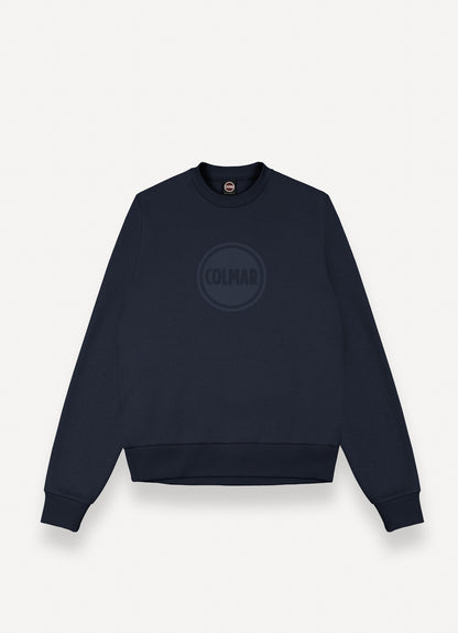 Felpa uomo Colmar Originals girocollo blu in cotone felpato con logo frontale