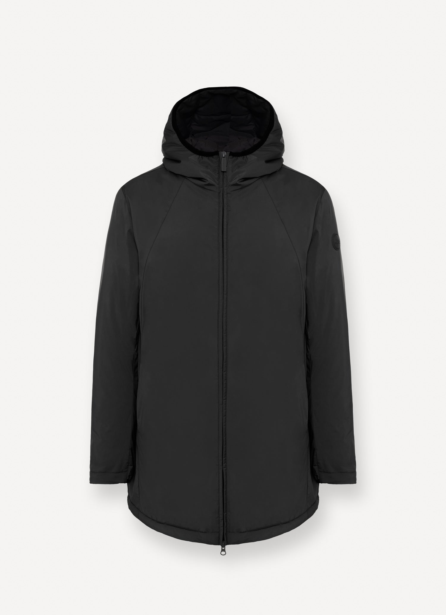 Giacca uomo Colmar lunga stretch autunnale nera con cappuccio e imbottitura leggera