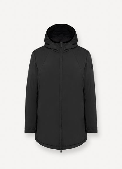 Giacca uomo Colmar lunga stretch autunnale nera con cappuccio e imbottitura leggera