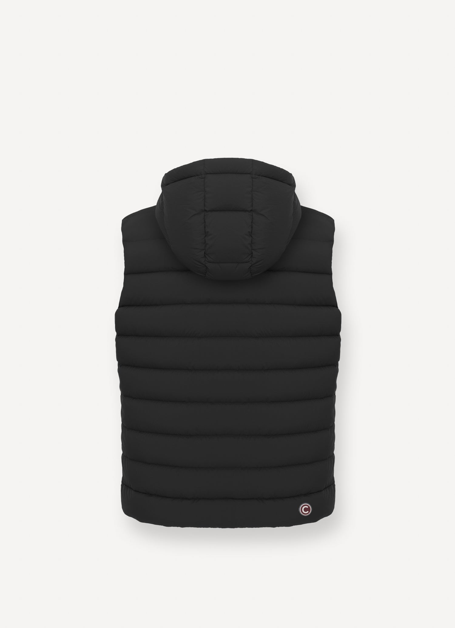 Gilet uomo Colmar nero con cappuccio staccabile e imbottitura in piuma naturale dietro