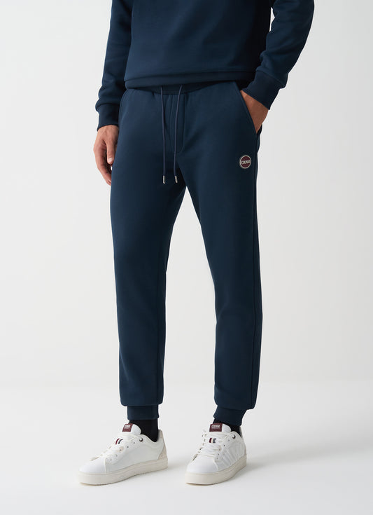 Pantaloni uomo Colmar in felpa blu di cotone con coulisse e logo