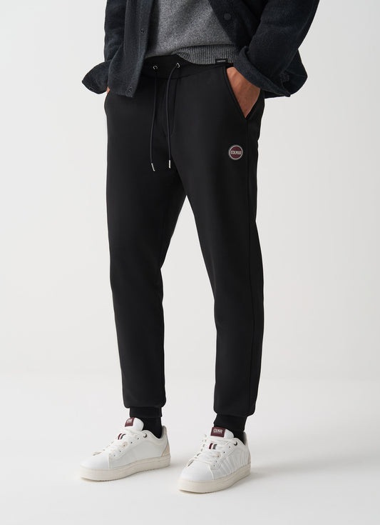 Pantaloni uomo Colmar in felpa neri di cotone con coulisse e logo
