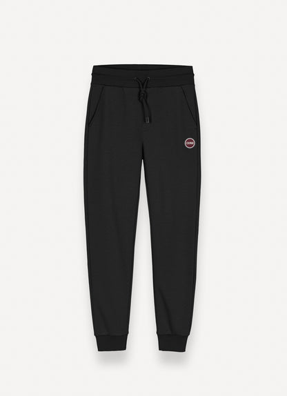 Pantaloni uomo Colmar in felpa neri di cotone con coulisse e logo vista davanti