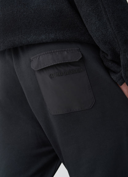 Pantaloni uomo Colmar in felpa neri con taschino in tessuto tecnico e logo Originals dettaglio tasca