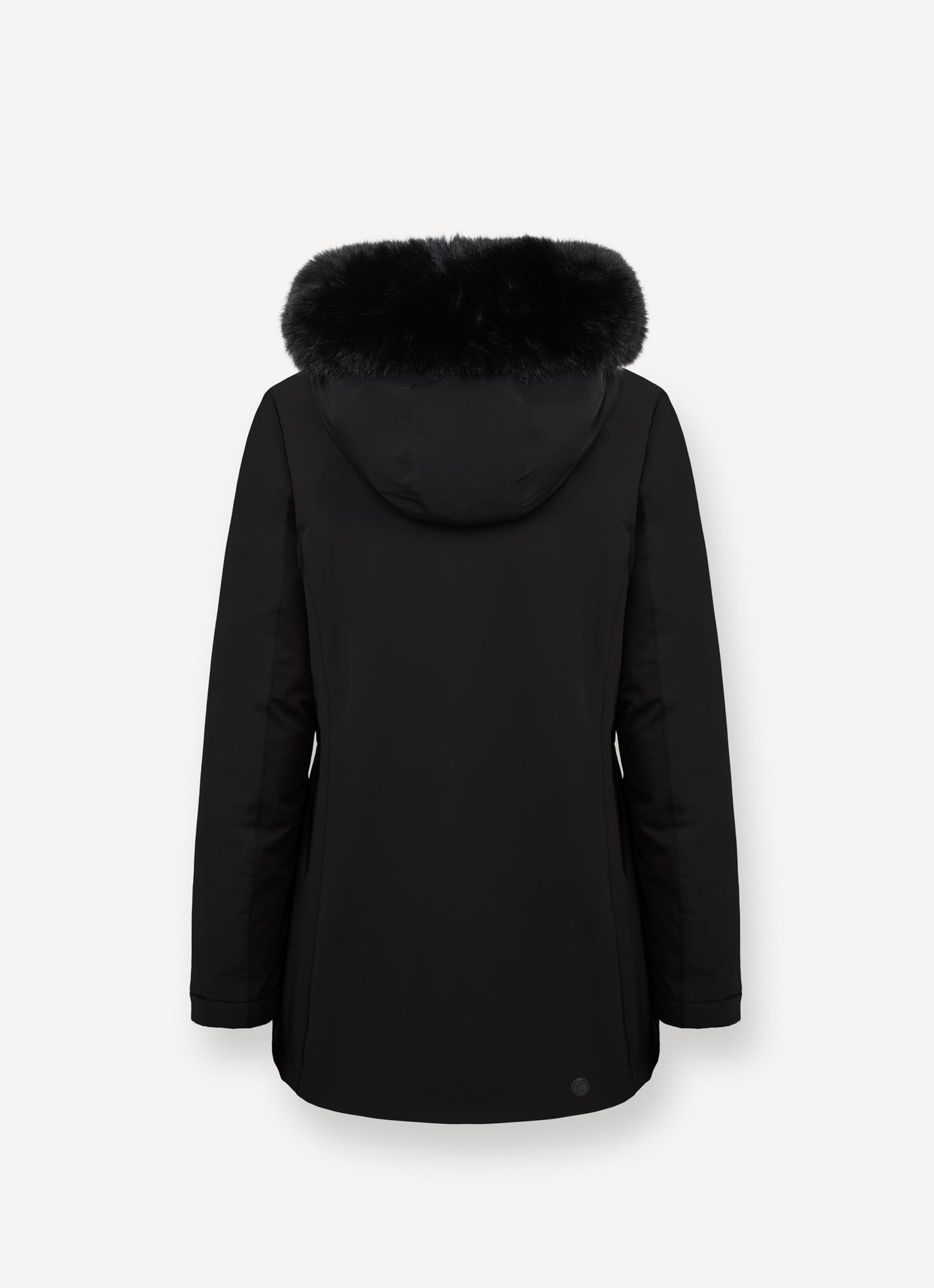 Piumino donna Colmar nero impermeabile con cappuccio e pelliccia sintetica staccabile dietro