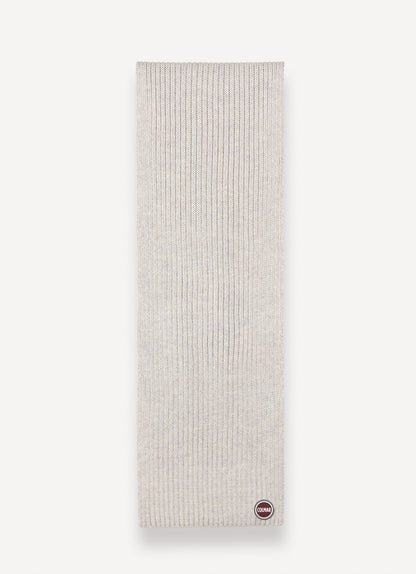Sciarpa Colmar unisex a coste grigio melange in lana vergine con logo Colmar Originals vista fronte