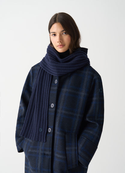 Sciarpa Colmar unisex a coste larghe in lana e cashmere riciclato con logo tono su tono