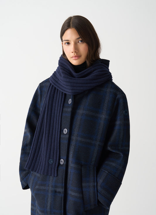 Sciarpa Colmar unisex a coste larghe in lana e cashmere riciclato con logo tono su tono