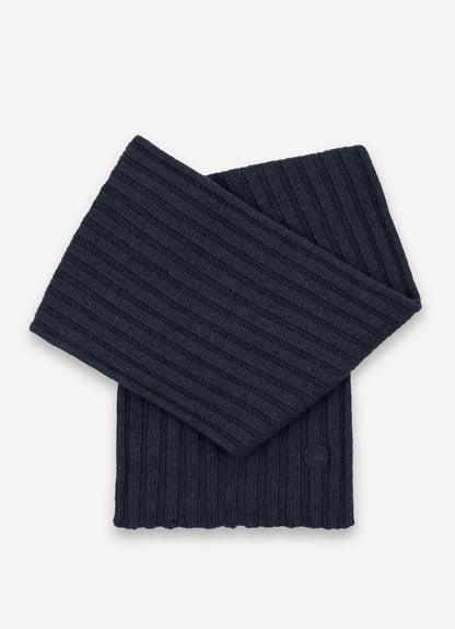 Sciarpa Colmar unisex a coste larghe in lana e cashmere riciclato con logo tono su tono fronte