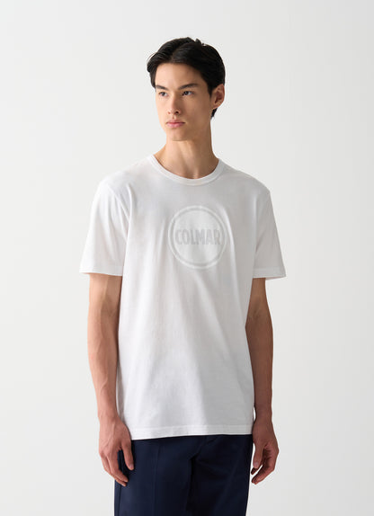 T-shirt uomo Colmar girocollo in cotone bianco con logo tono su tono